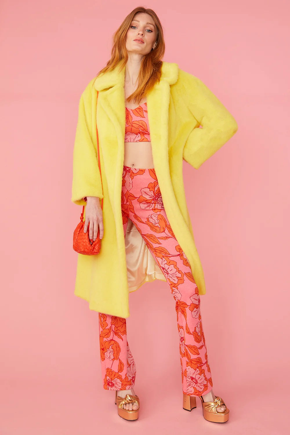 Yellow Faux Fur Duchess Maxi Coat-0