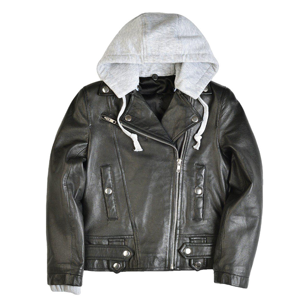 Youth Bryer Boys Hooded Leather Jacket-0