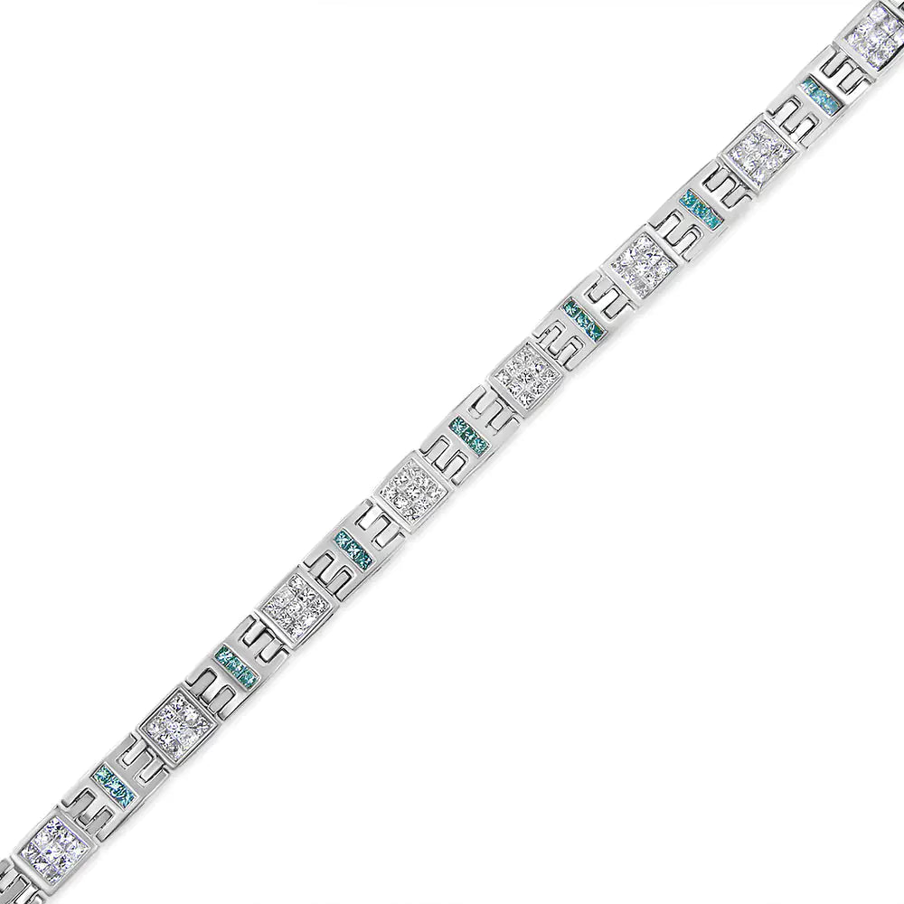 white and Blue 14K Diamond Fashion Bracelet