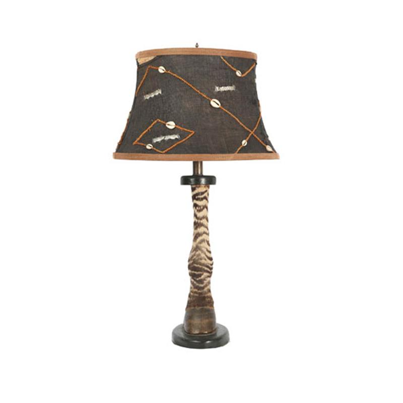 Zebra Lamp with Kuba Cloth Shade-1