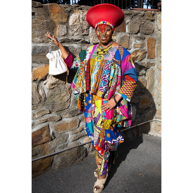 Zulu Wide Basket Hat with Beading - Red | Handmade in South Africa-3