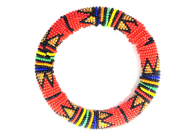 Zulu Beaded Disc Bangle Thick - Multiple colors-7