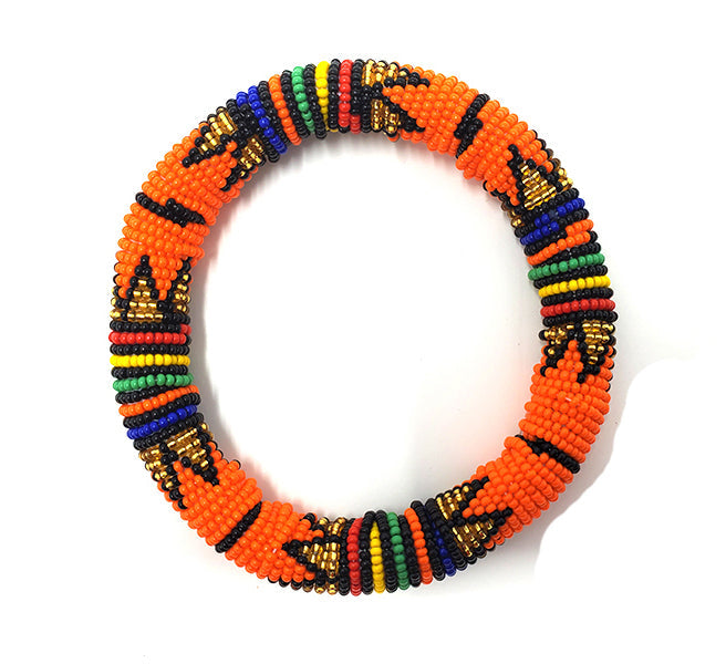 Zulu Beaded Disc Bangle Thick - Multiple colors-10