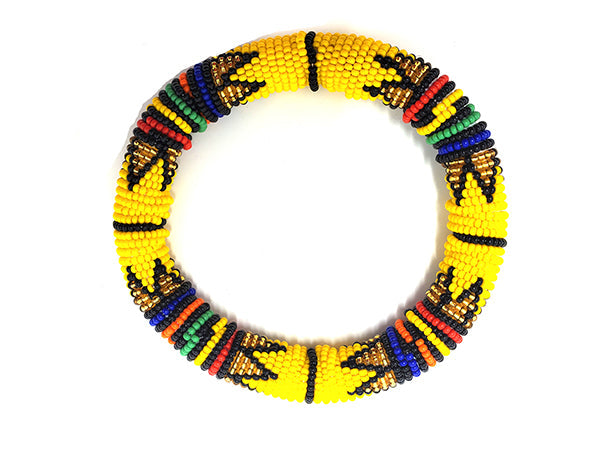 Zulu Beaded Disc Bangle Thick - Multiple colors-11