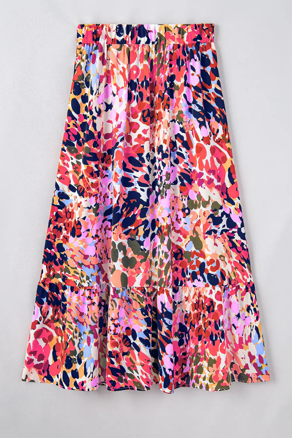 Abstract Floral Ruffled Maxi Skirt-4