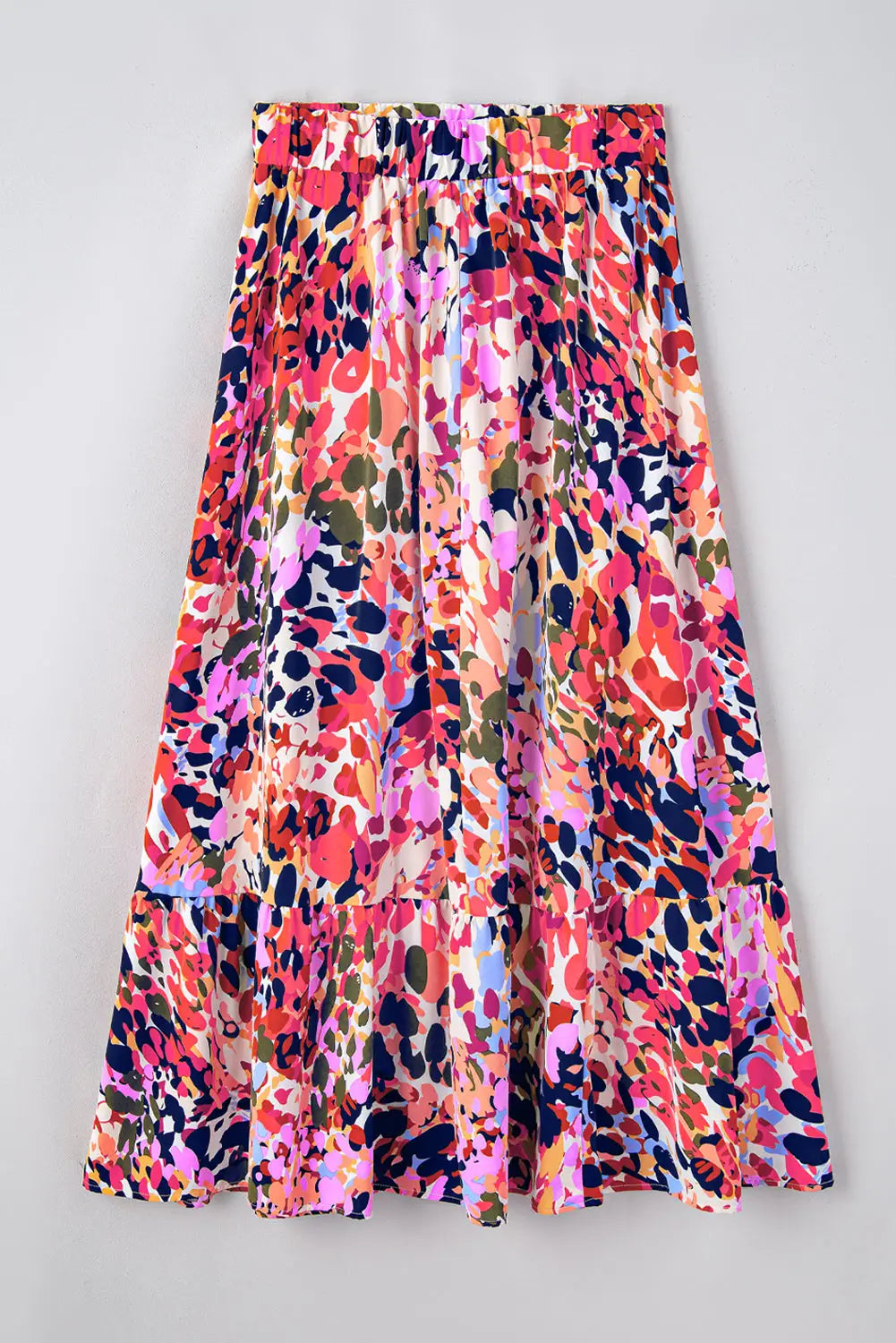 Abstract Floral Ruffled Maxi Skirt-3