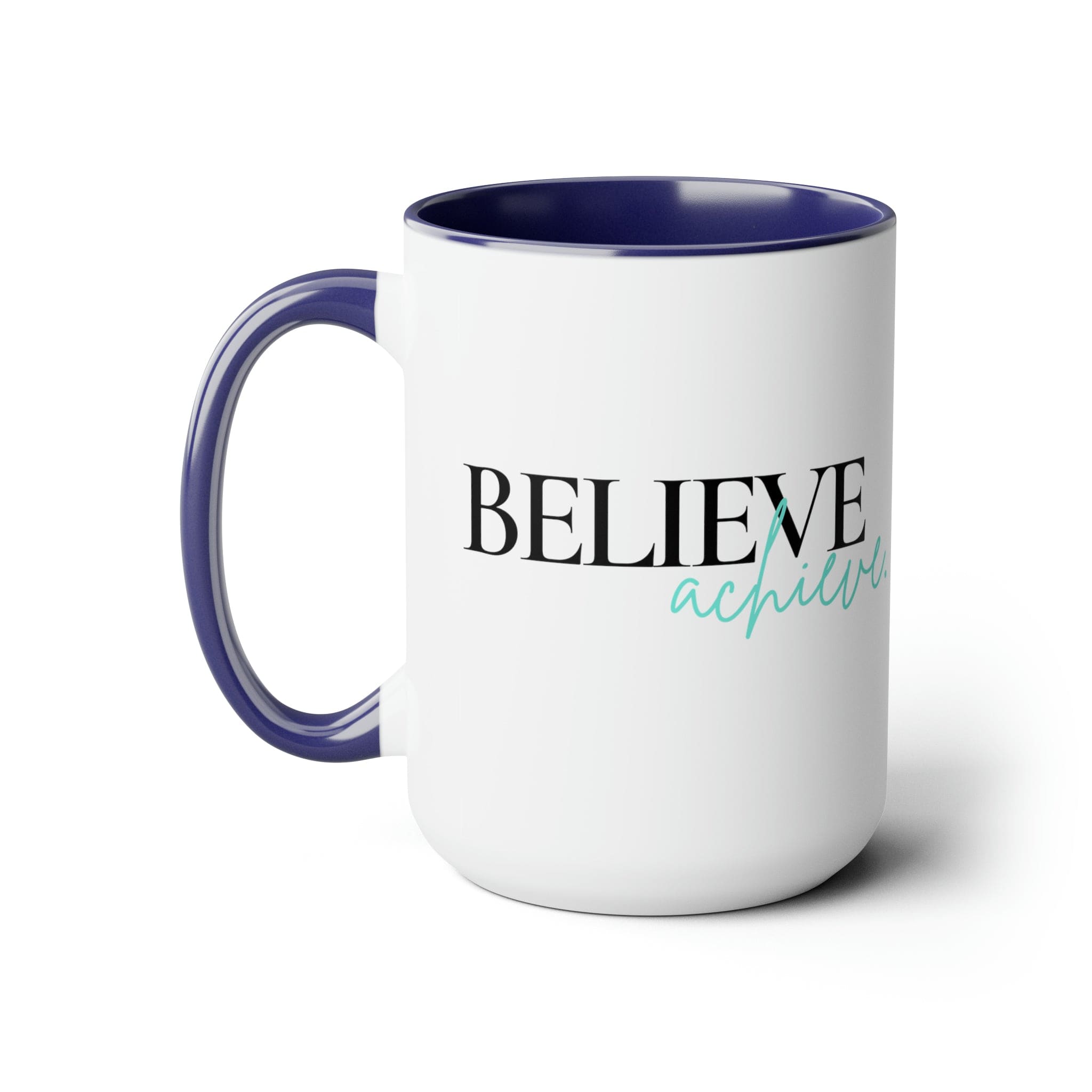 Accent Ceramic Coffee Mug 15oz - Believe And Achieve - Inspirational Motivation - Black-2