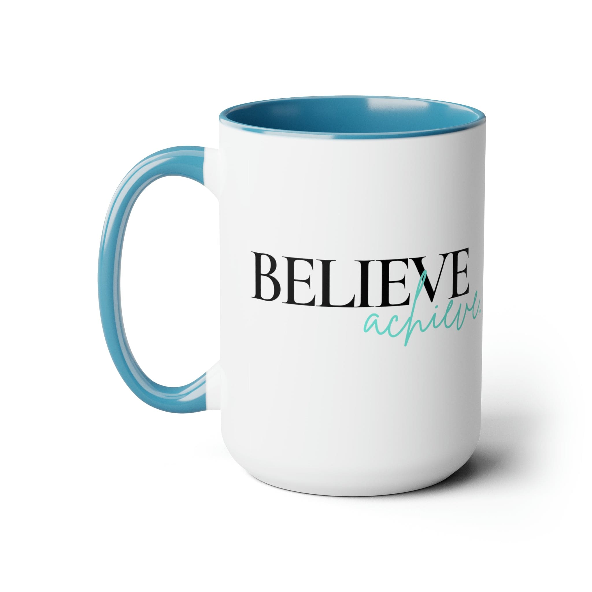 Accent Ceramic Coffee Mug 15oz - Believe And Achieve - Inspirational Motivation - Black-1