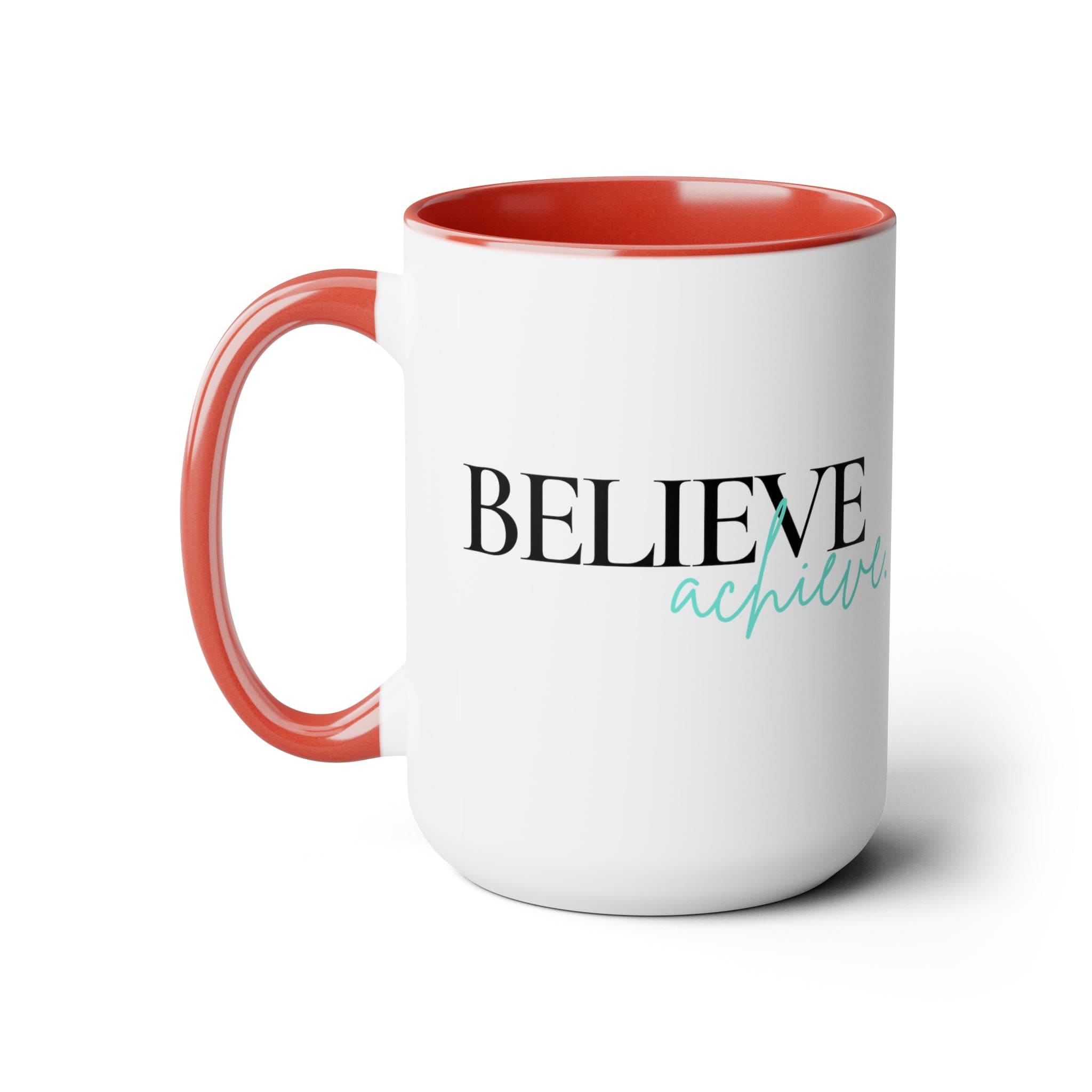 Accent Ceramic Coffee Mug 15oz - Believe And Achieve - Inspirational Motivation - Black-4