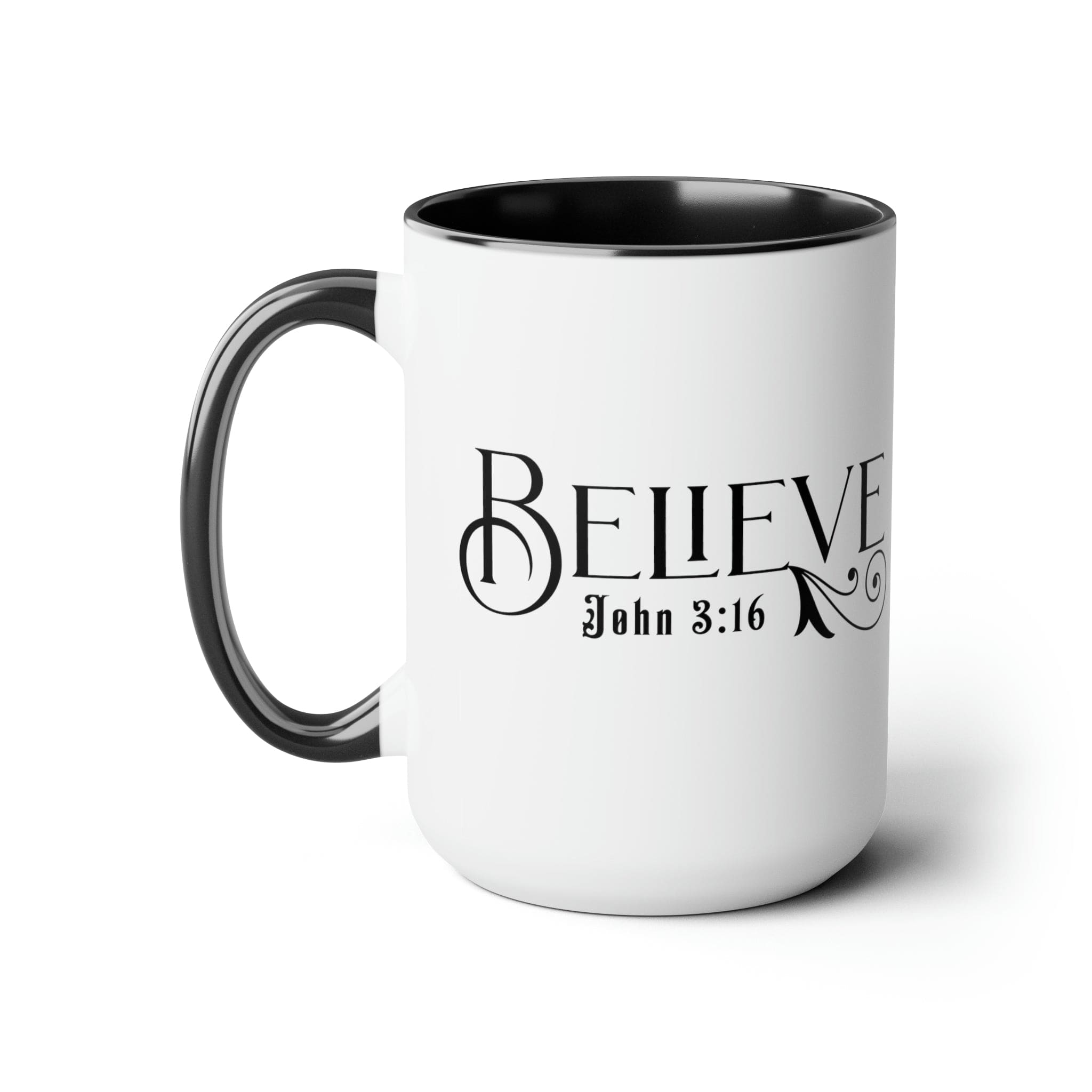 Accent Ceramic Coffee Mug 15oz - Believe John 3:16 Black Illustration-0