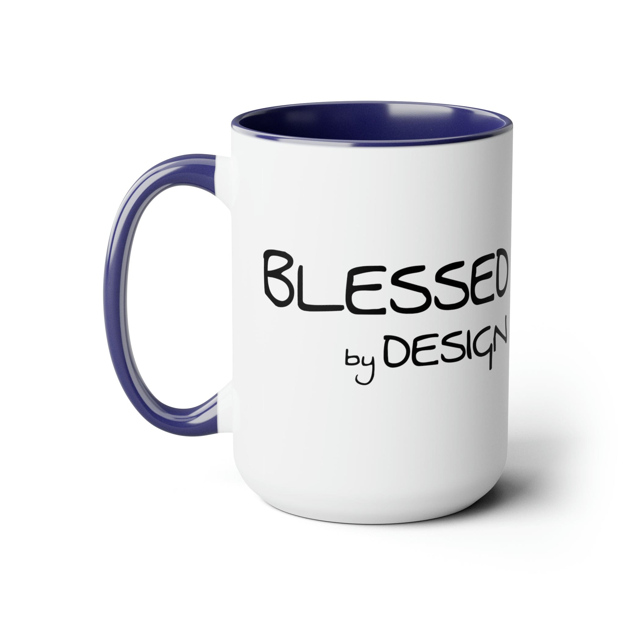 Accent Ceramic Coffee Mug 15oz - Blessed By Design - Inspirational Affirmation - Black-2