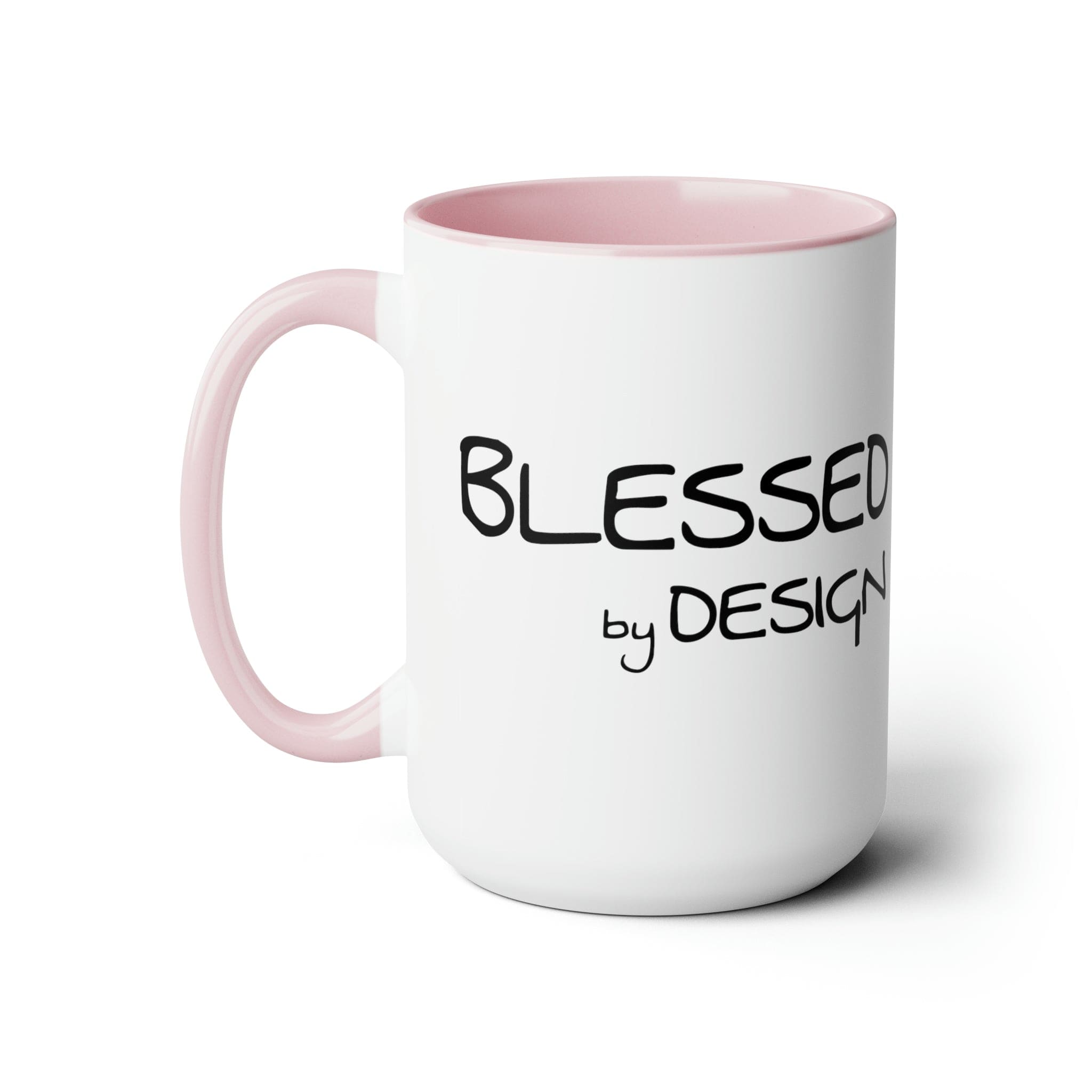 Accent Ceramic Coffee Mug 15oz - Blessed By Design - Inspirational Affirmation - Black-3