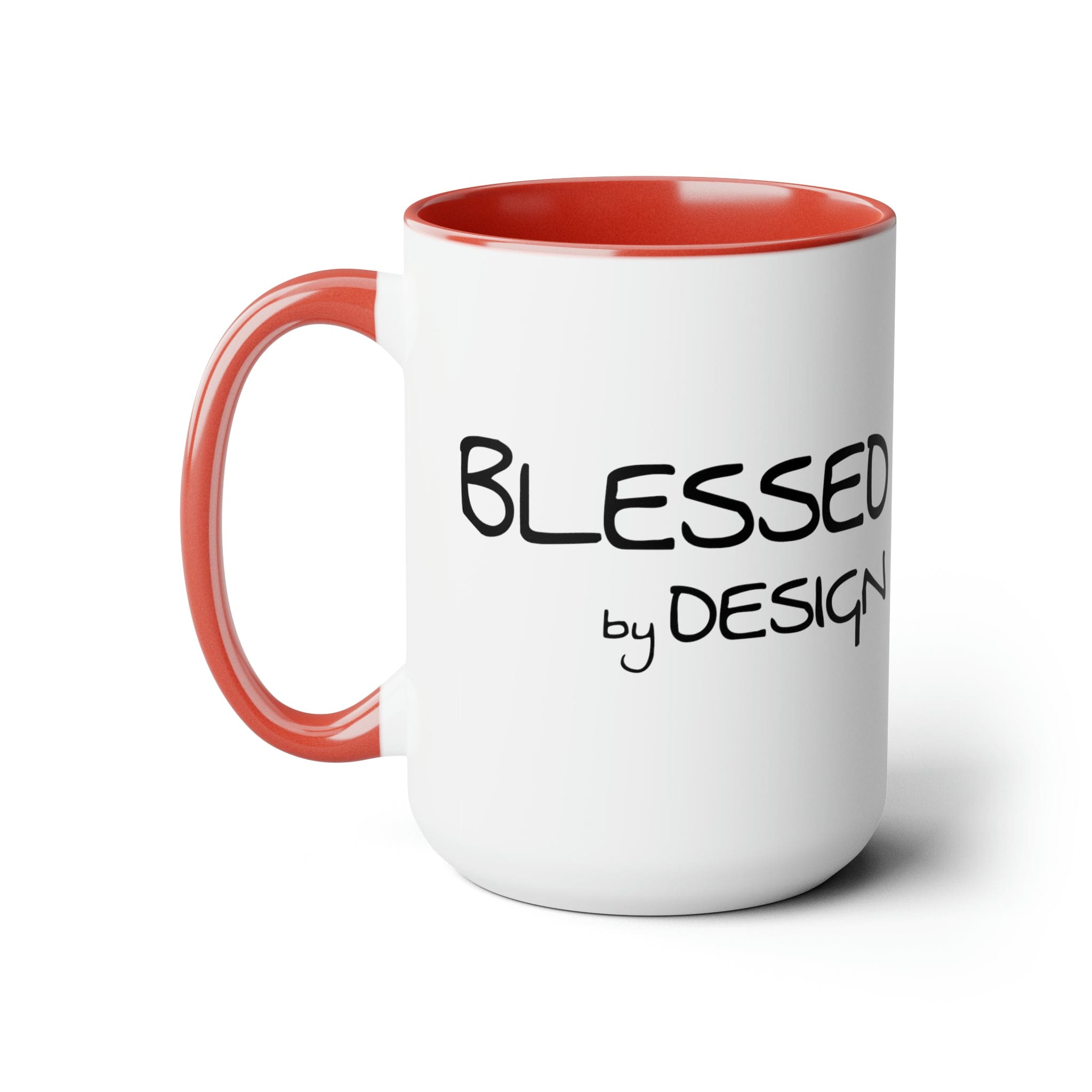 Accent Ceramic Coffee Mug 15oz - Blessed By Design - Inspirational Affirmation - Black-4