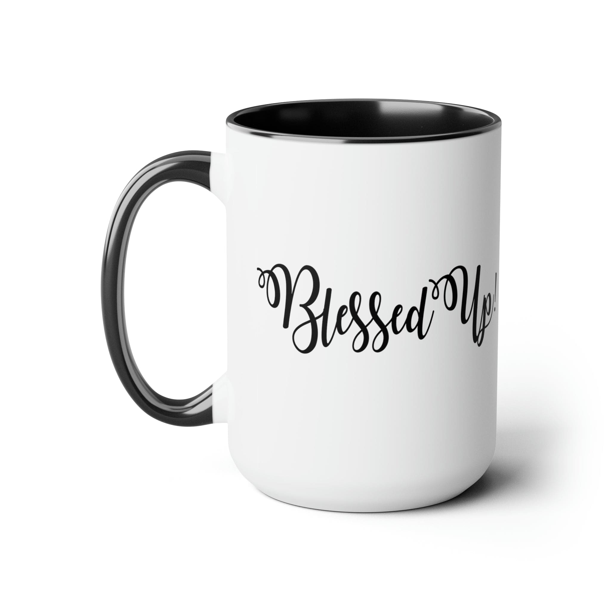 Accent Ceramic Coffee Mug 15oz - Blessed Up Quote Black Illustration-0