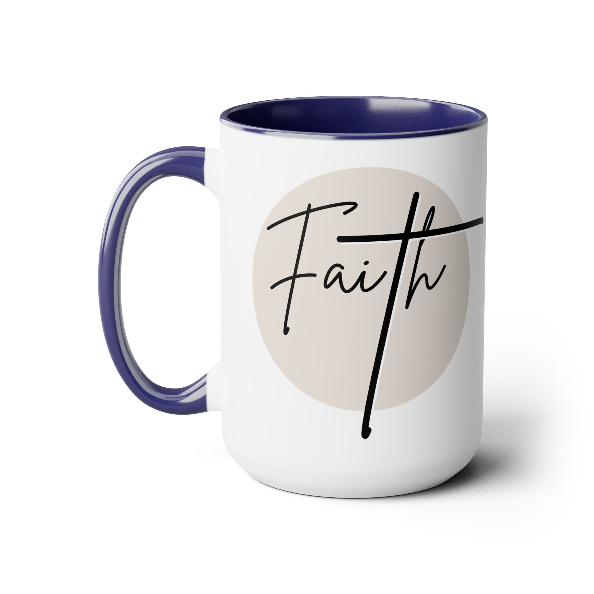 Accent Ceramic Coffee Mug 15oz - Faith - Christian Affirmation - Black And Beige-2