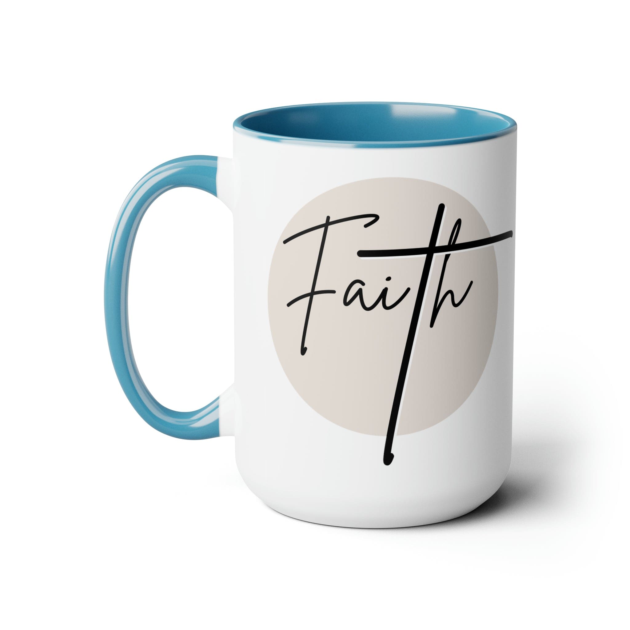 Accent Ceramic Coffee Mug 15oz - Faith - Christian Affirmation - Black And Beige-1