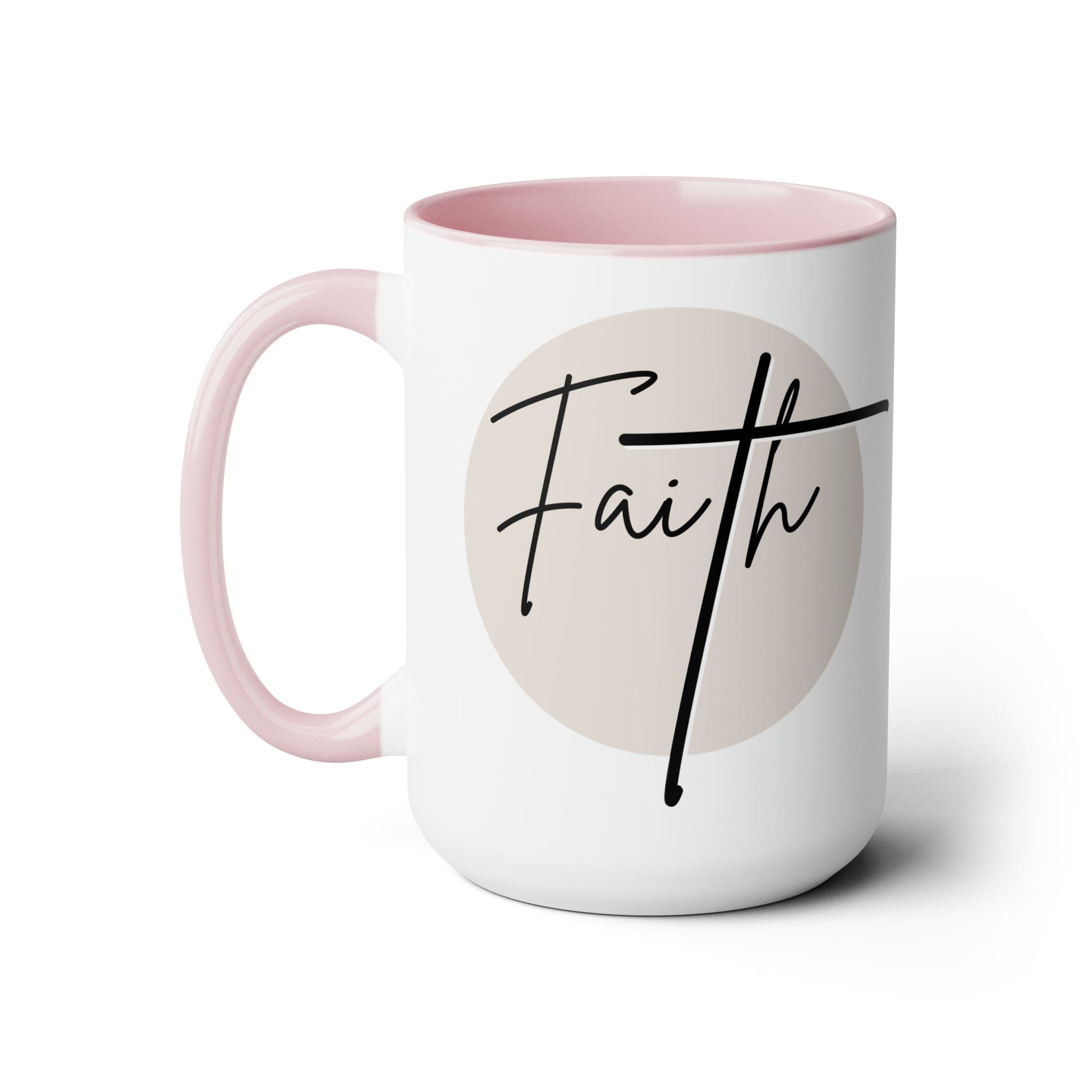 Accent Ceramic Coffee Mug 15oz - Faith - Christian Affirmation - Black And Beige-3