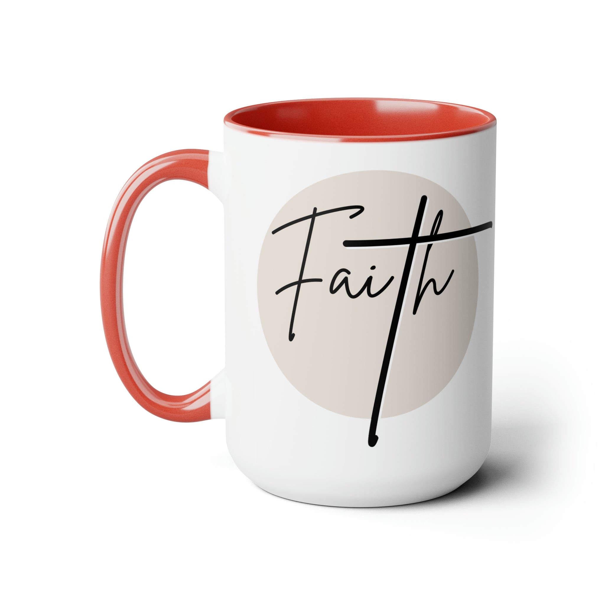 Accent Ceramic Coffee Mug 15oz - Faith - Christian Affirmation - Black And Beige-4