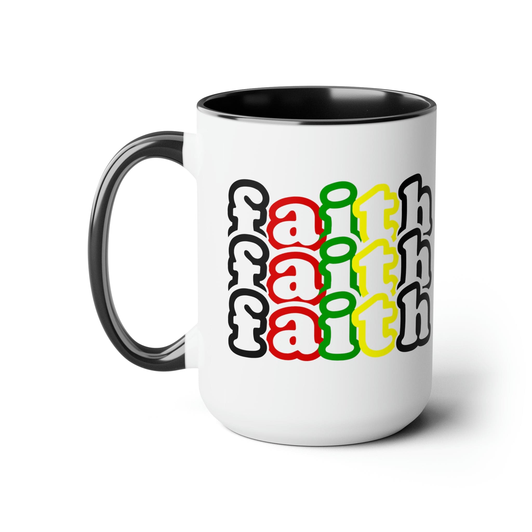 Accent Ceramic Coffee Mug 15oz - Faith Stack Multicolor Black Illustration-0