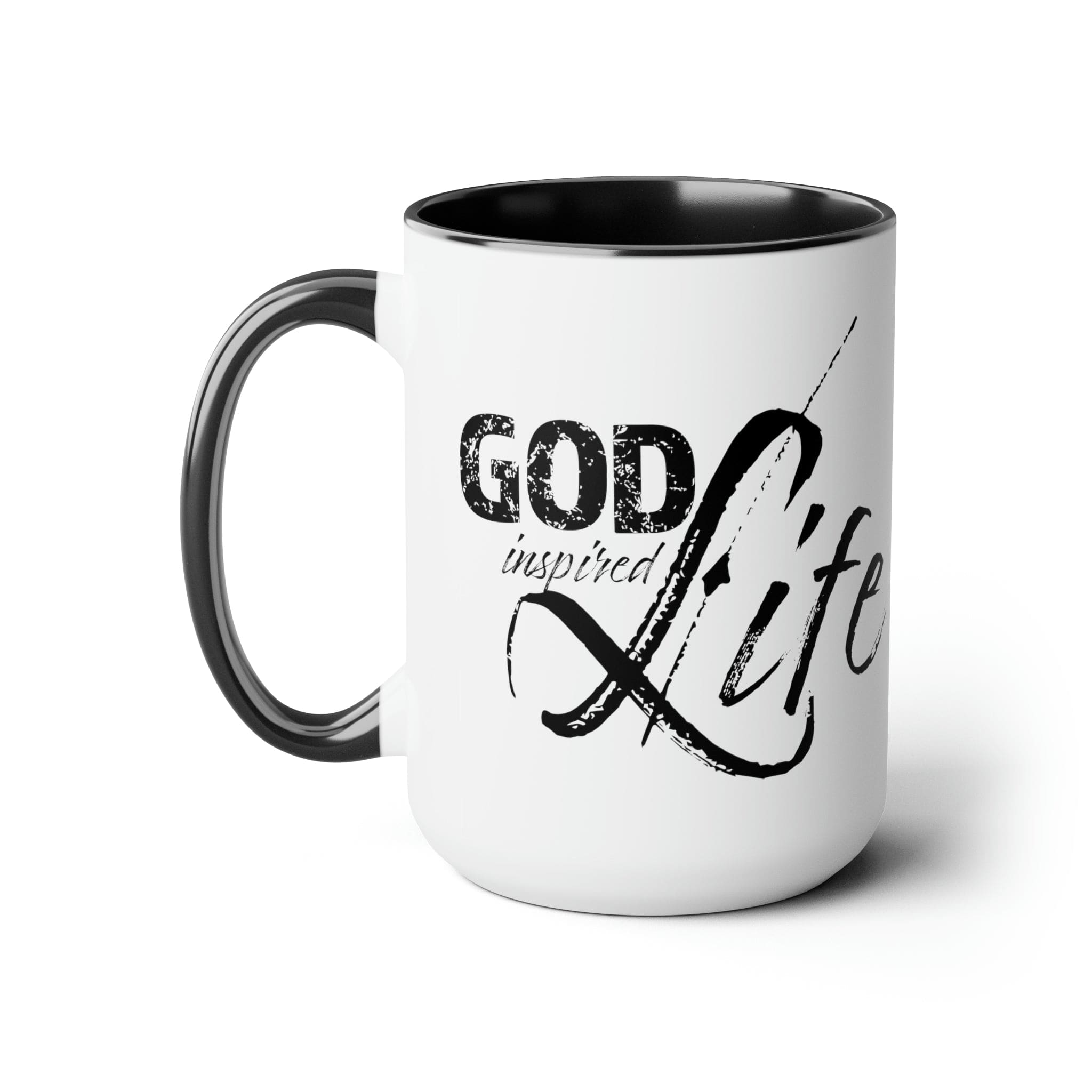 Accent Ceramic Coffee Mug 15oz - God Inspired Life Black Illustration-0