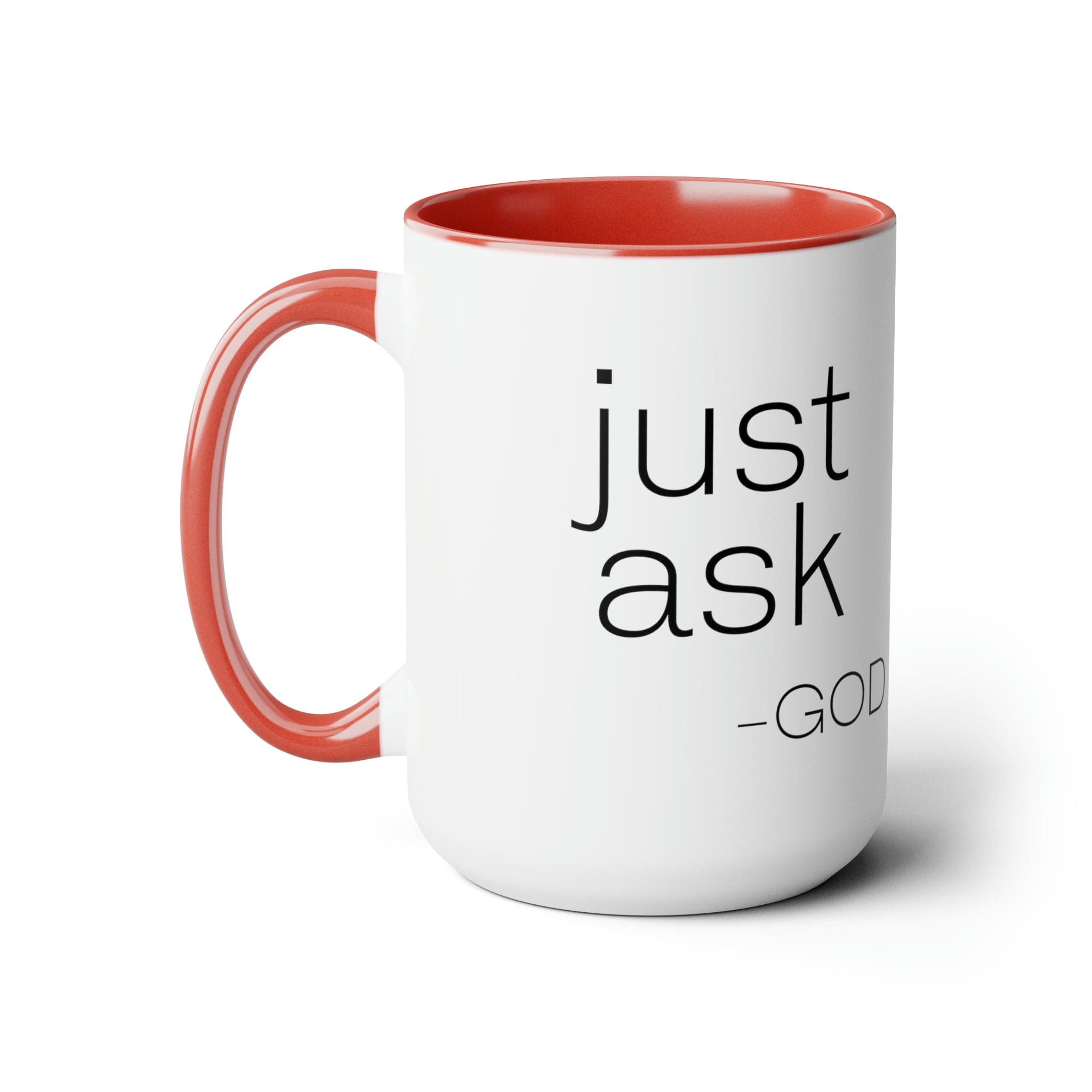 Accent Ceramic Coffee Mug 15oz - Say It Soul, "just Ask-god" Statement Shirt, Christian, Religious, Inspirational, Christian Attire And Activewear-4