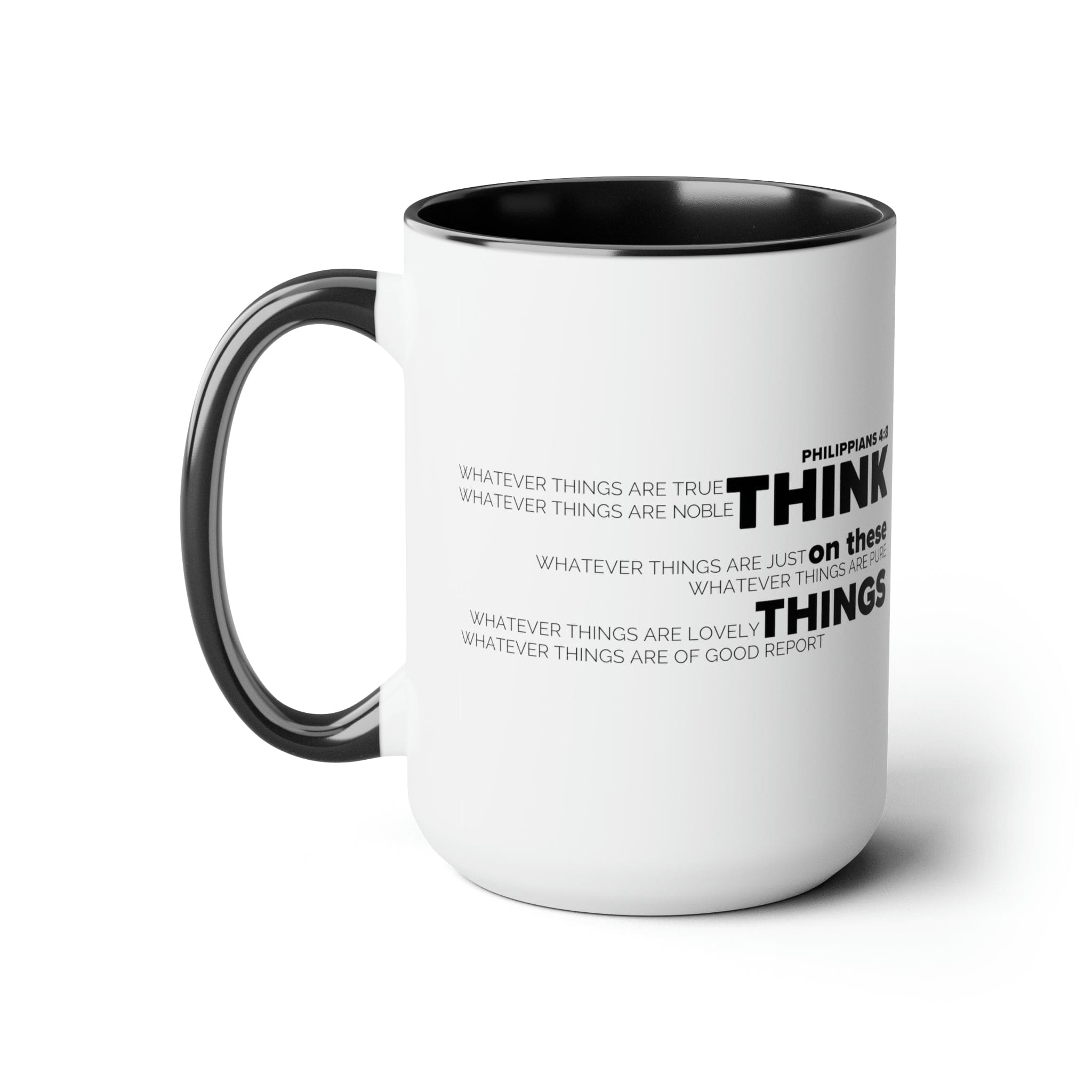 Accent Ceramic Coffee Mug 15oz - Think On These Things Black Illustration-0