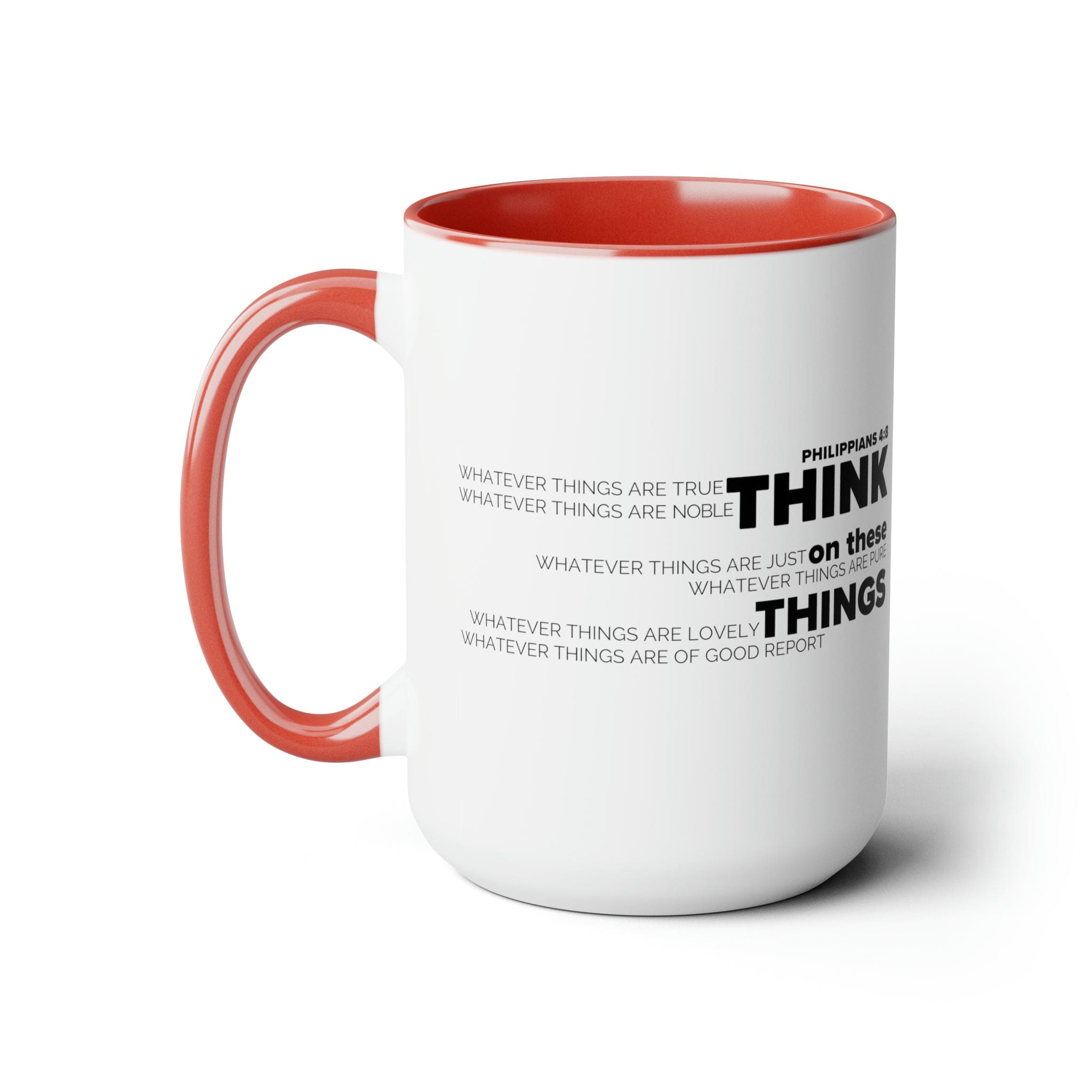 Accent Ceramic Coffee Mug 15oz - Think On These Things Black Illustration-4