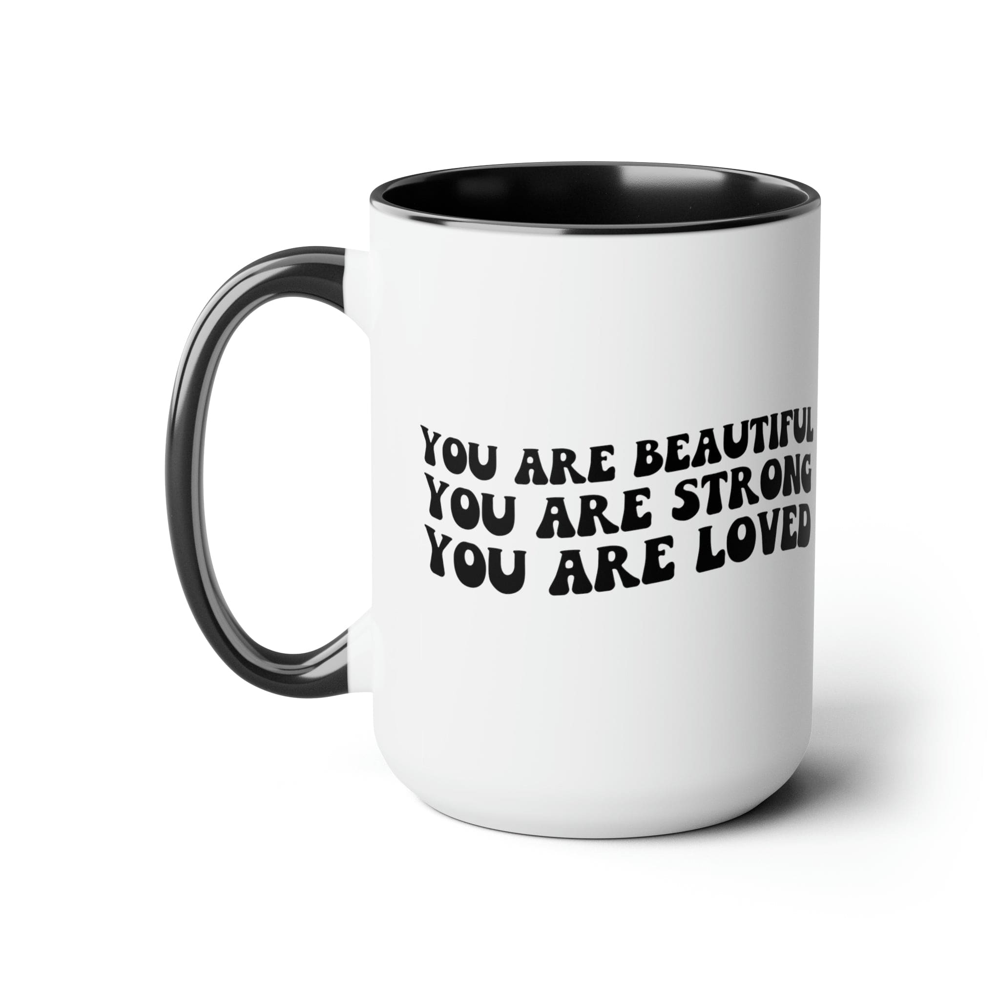 Accent Ceramic Coffee Mug 15oz - You Are Beautiful Strong Black Illustration-0