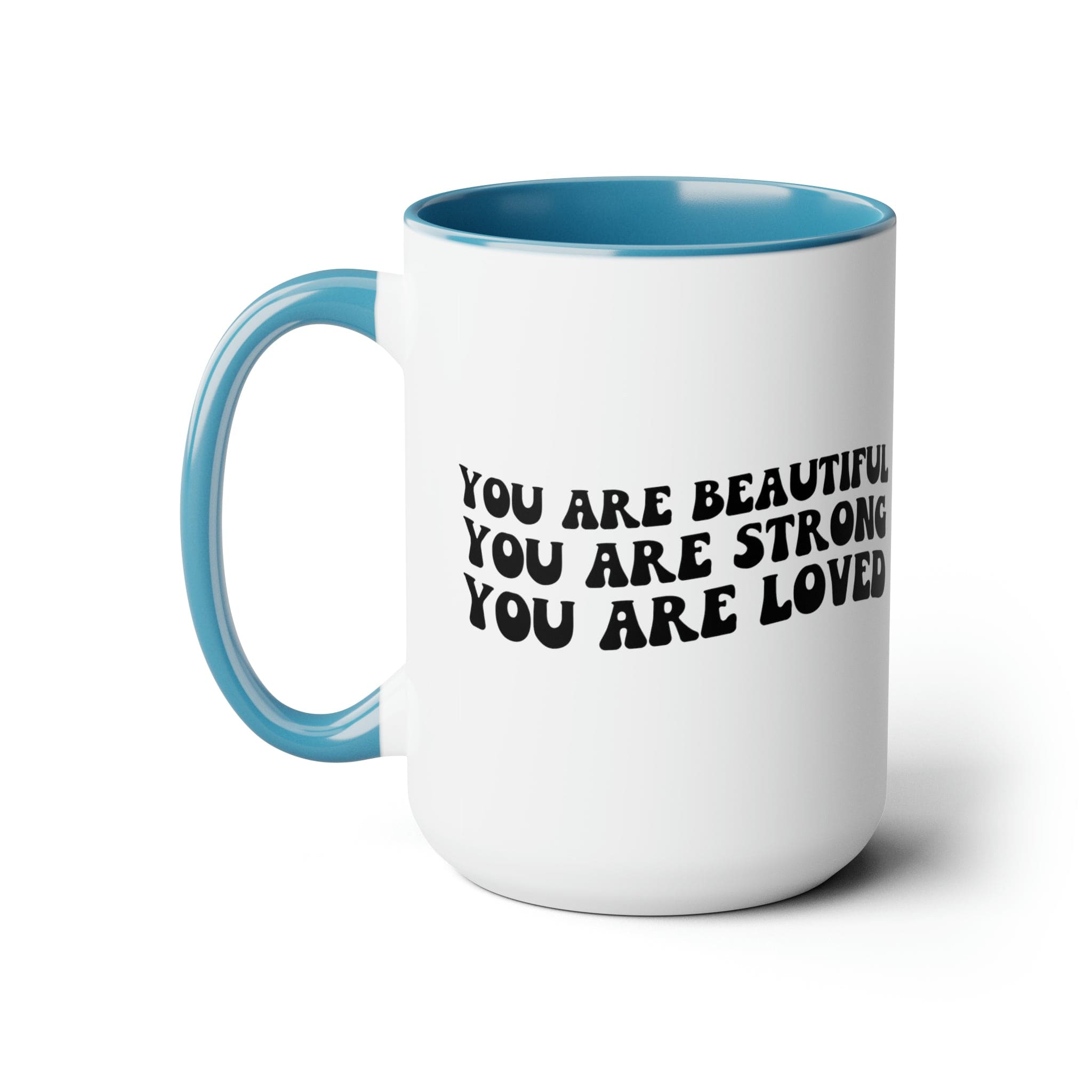 Accent Ceramic Coffee Mug 15oz - You Are Beautiful Strong Black Illustration-1