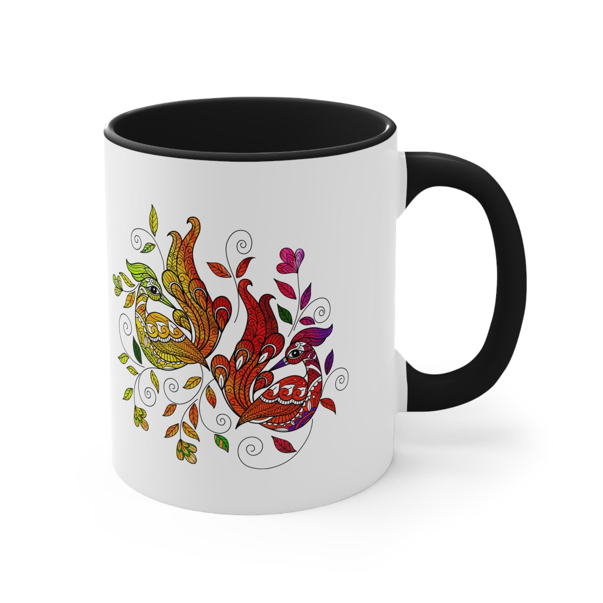 Accent Ceramic Mug 11oz i Shall Not Be Weary In Well Doing Wild Peacock Print-0