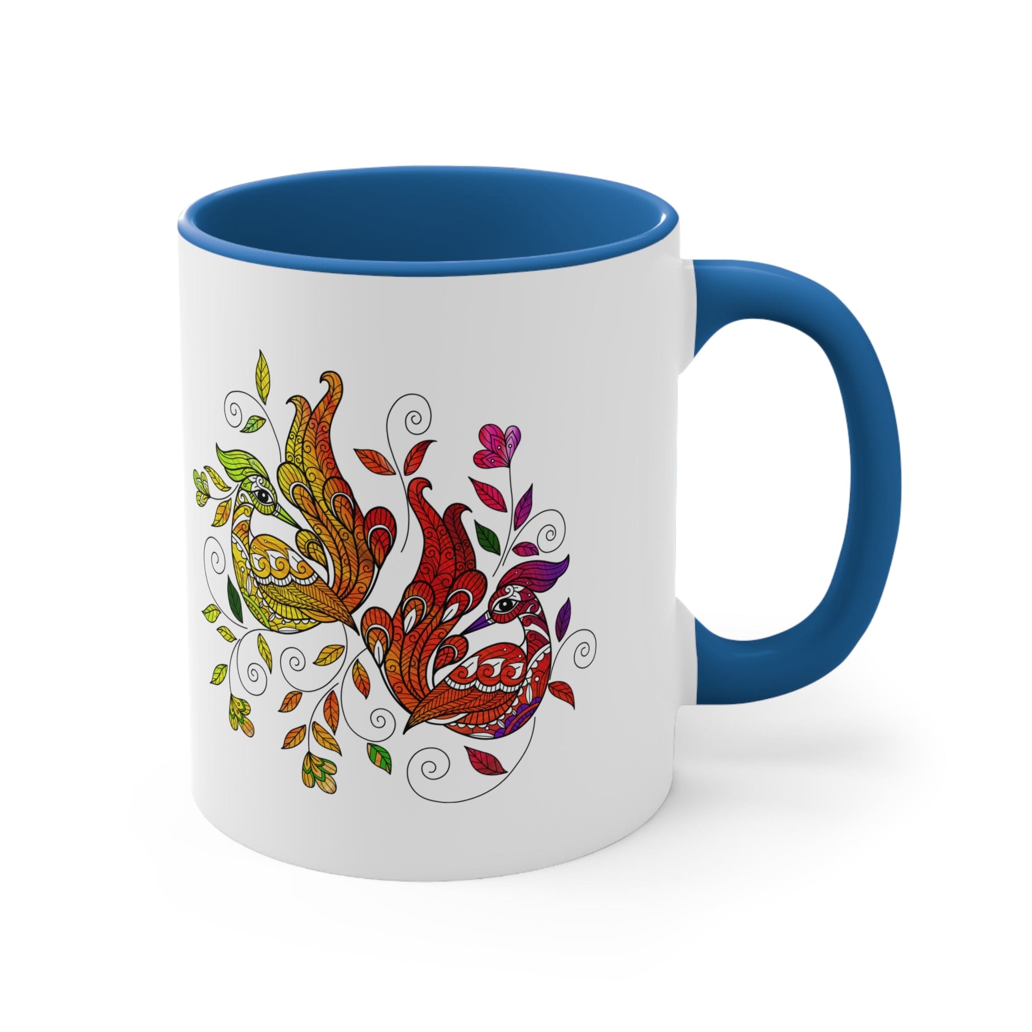 Accent Ceramic Mug 11oz i Shall Not Be Weary In Well Doing Wild Peacock Print-1