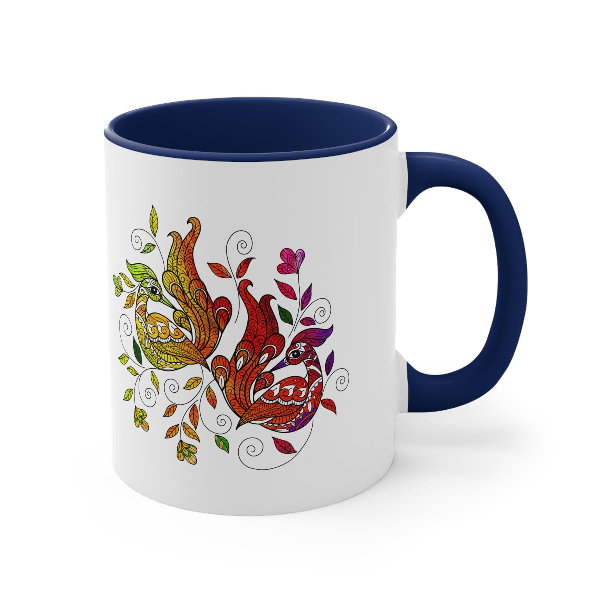 Accent Ceramic Mug 11oz i Shall Not Be Weary In Well Doing Wild Peacock Print-2