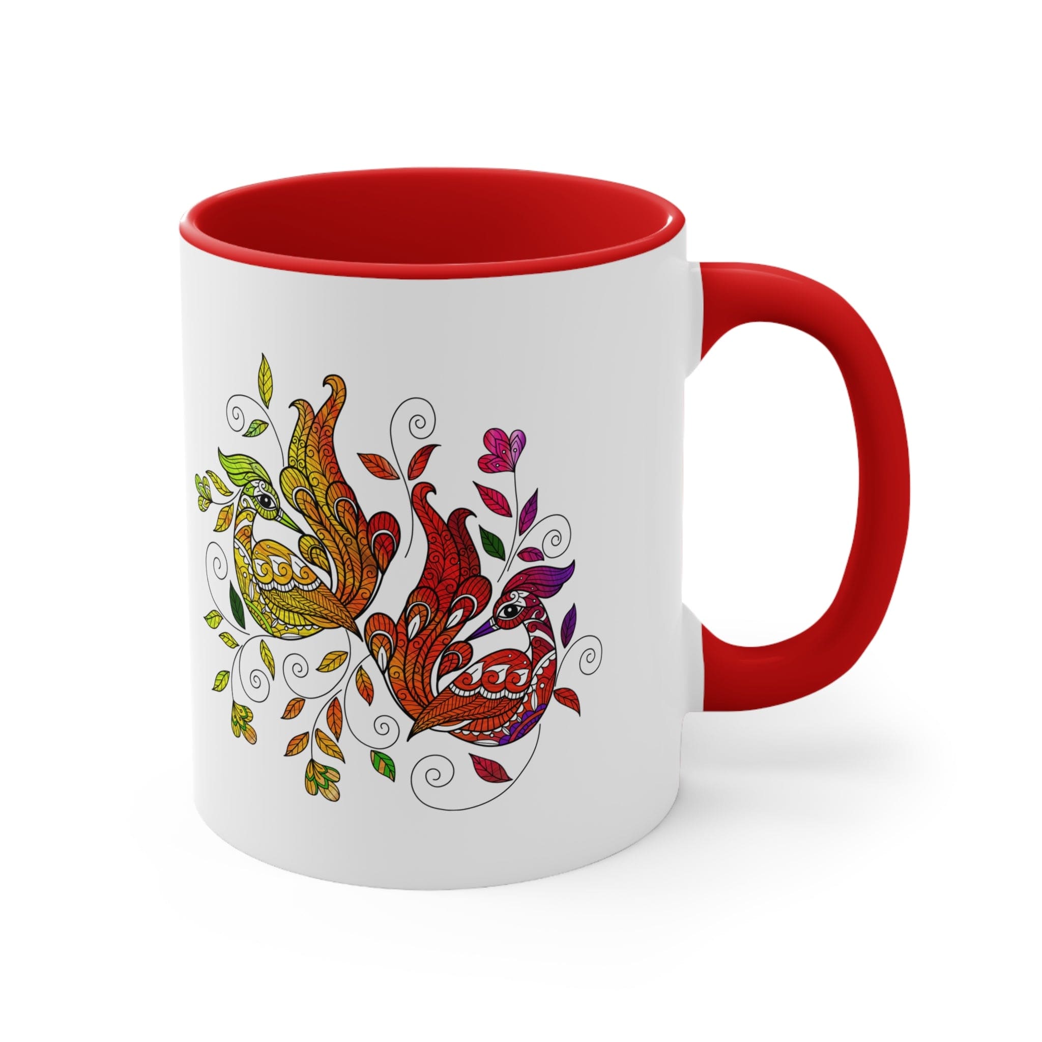 Accent Ceramic Mug 11oz i Shall Not Be Weary In Well Doing Wild Peacock Print-4