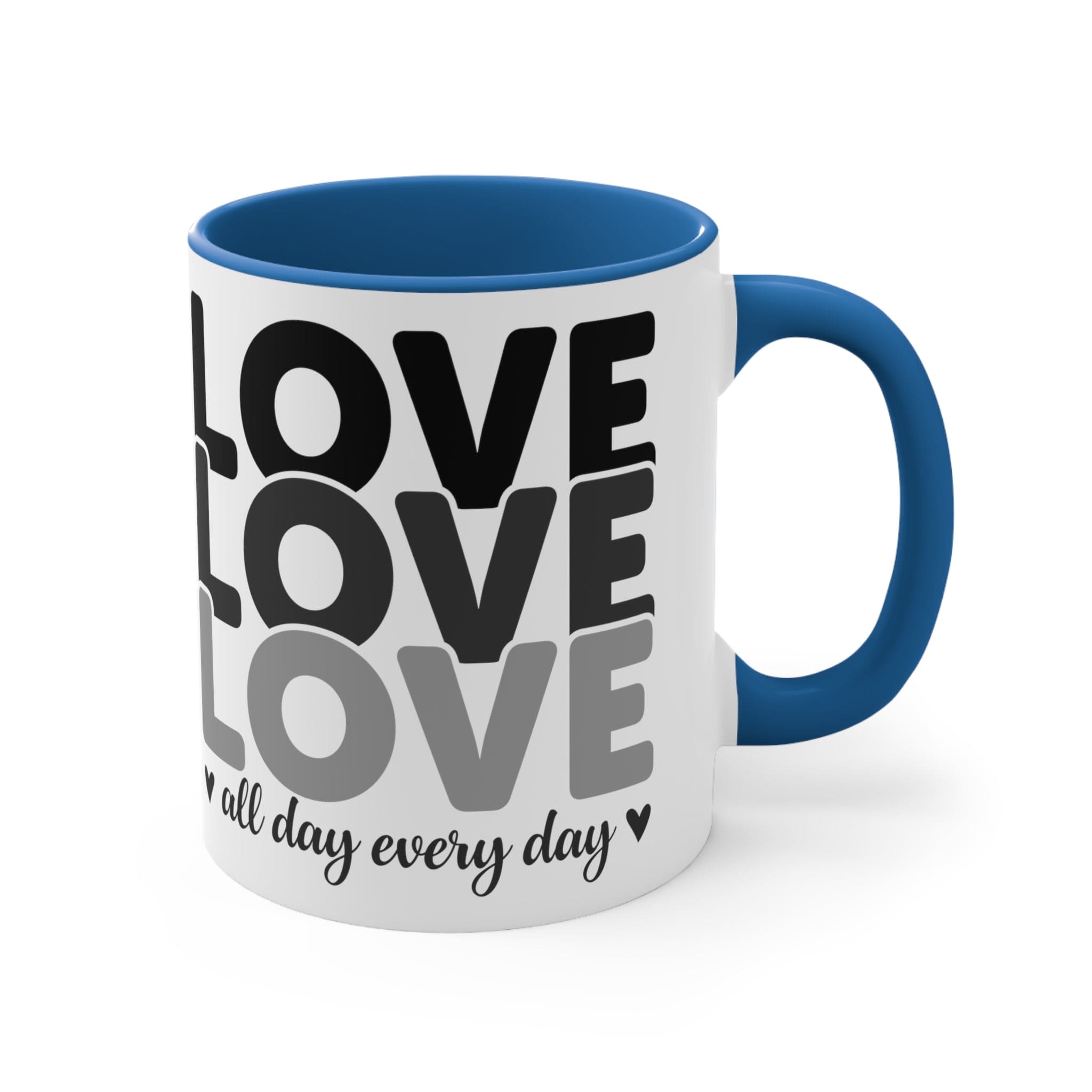 Accent Ceramic Mug 11oz Love All Day Every Day Black Print-1