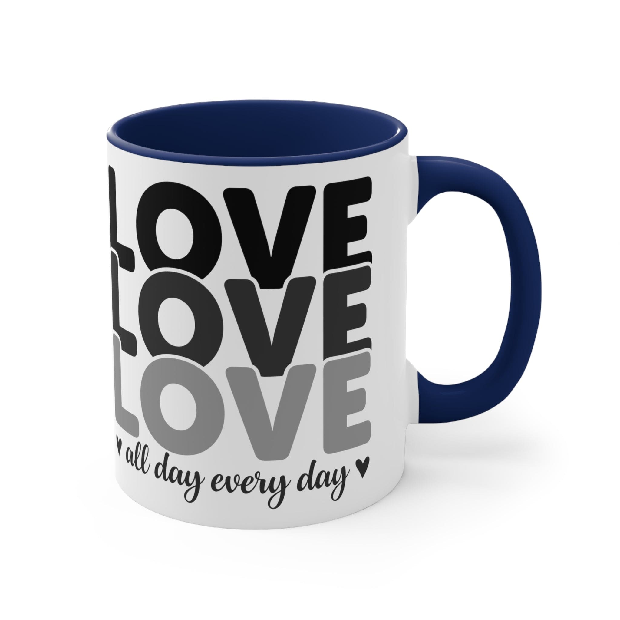 Accent Ceramic Mug 11oz Love All Day Every Day Black Print-2