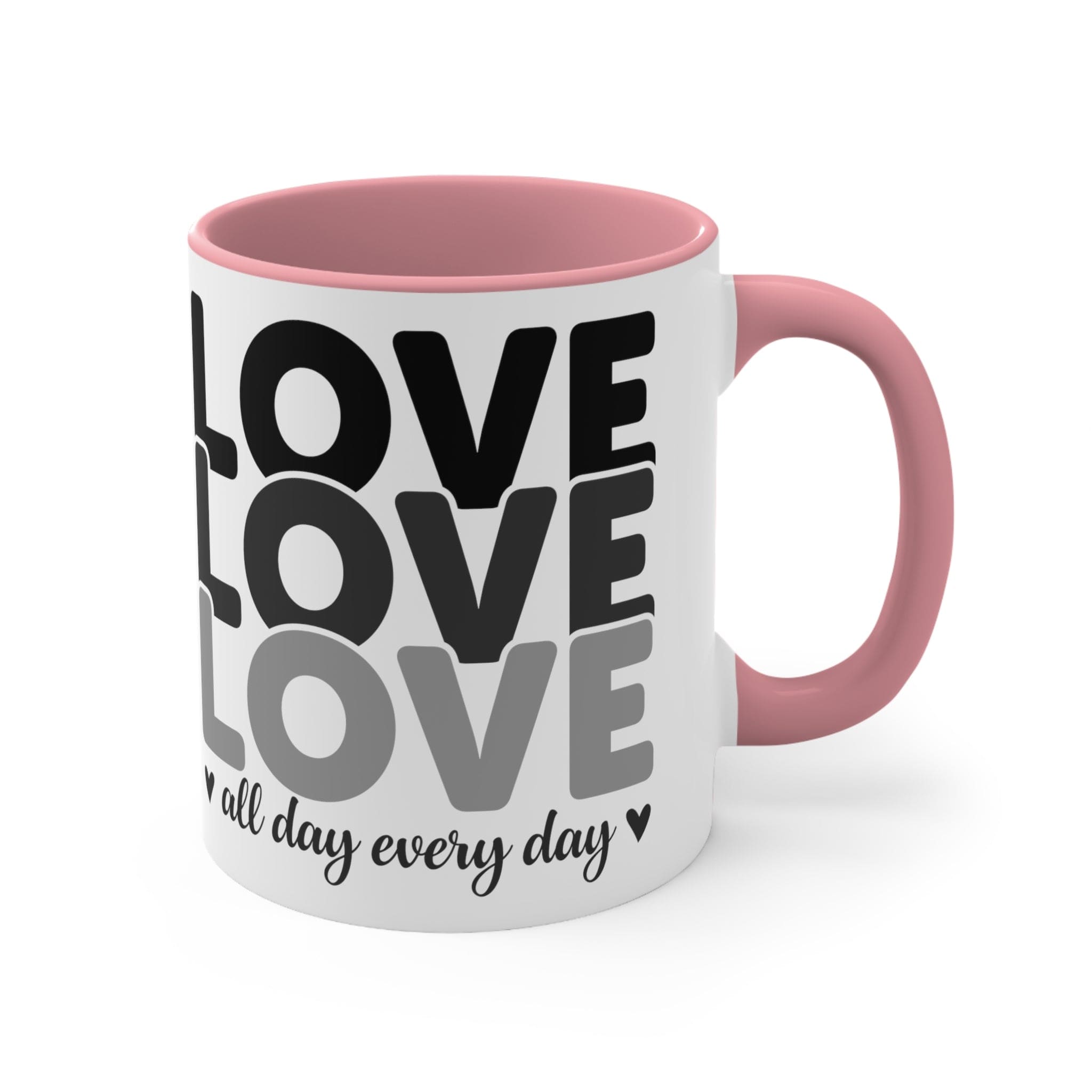 Accent Ceramic Mug 11oz Love All Day Every Day Black Print-3