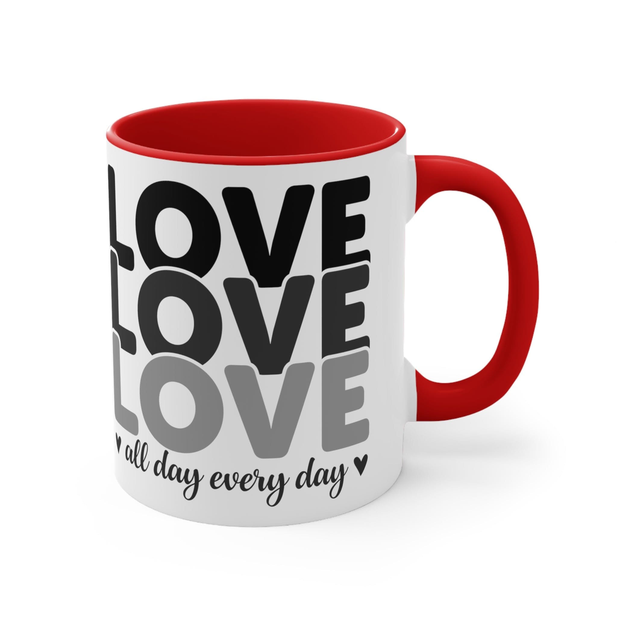 Accent Ceramic Mug 11oz Love All Day Every Day Black Print-4