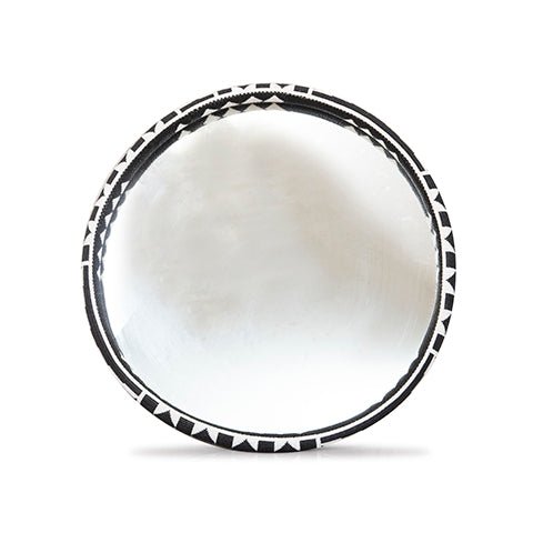 African Beaded Mirror Large | Black & White-0