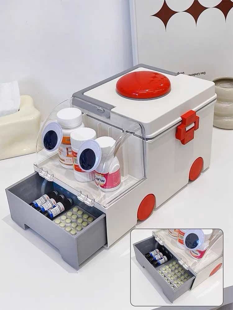 Ambulance Family First Aid Kit - Cute Medicine Lock Storage Box Organizer-1