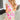 Pink Abstract Dress - Floral Ruffle Trim Flutter Sleeve Buttoned-1