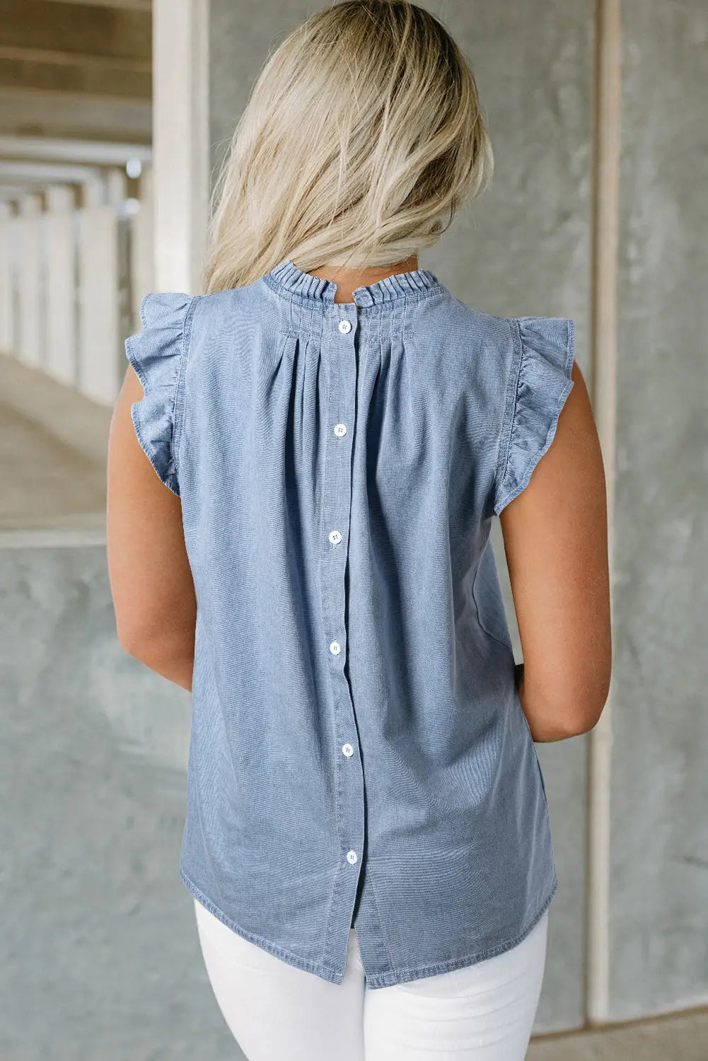 Beau Blue Retro Chambray Top-1