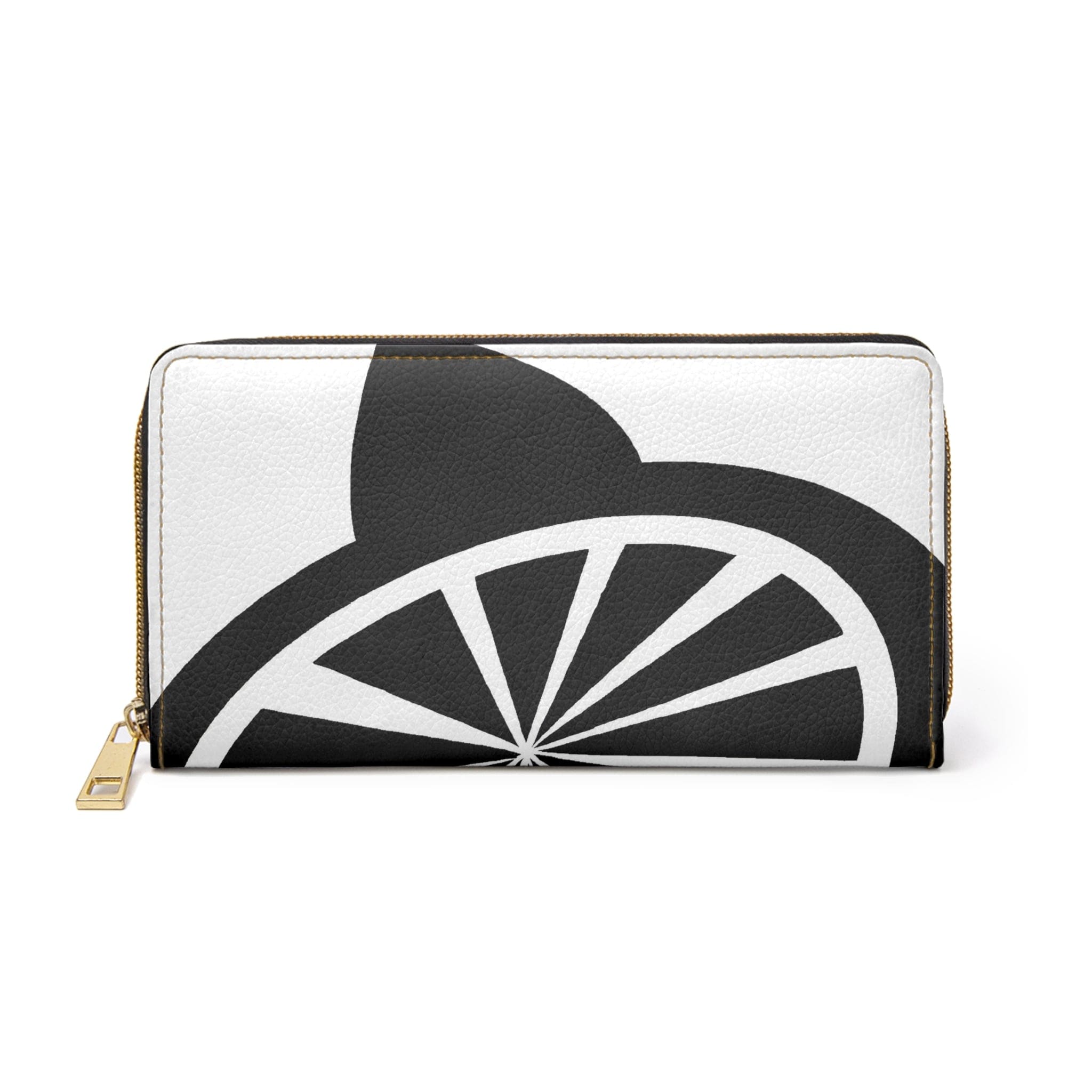 Black And White Geometric Pattern Womens Zipper Wallet Clutch Purse-0