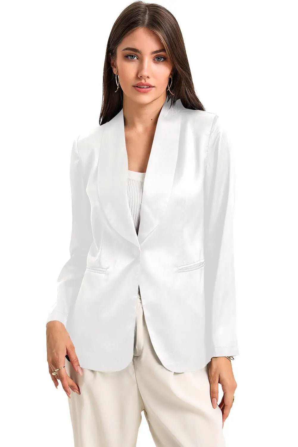 Black Collared Neck Single Breasted Blazer with Pockets-20