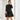 Black Contrast Polka Dot Frill Mock Neck Babydoll Dress Women Spring Long Sleeve Casual Flared Smocked Short Dresses-0
