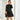 Black Contrast Polka Dot Frill Mock Neck Babydoll Dress Women Spring Long Sleeve Casual Flared Smocked Short Dresses-3