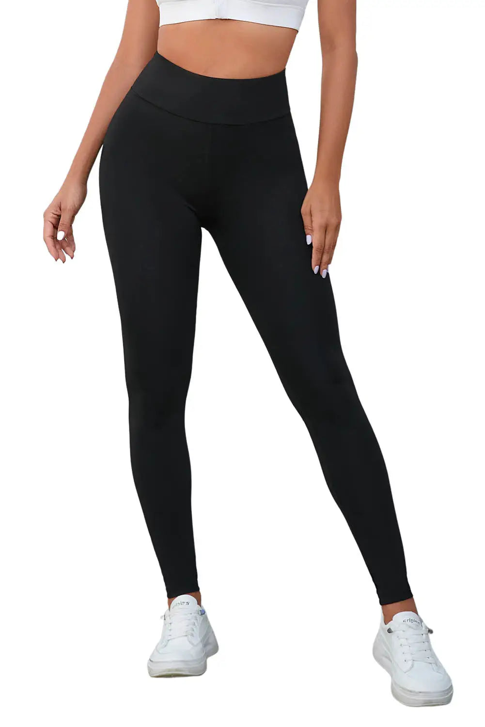 Black Criss Cross Tummy Control High Waist Leggings-20