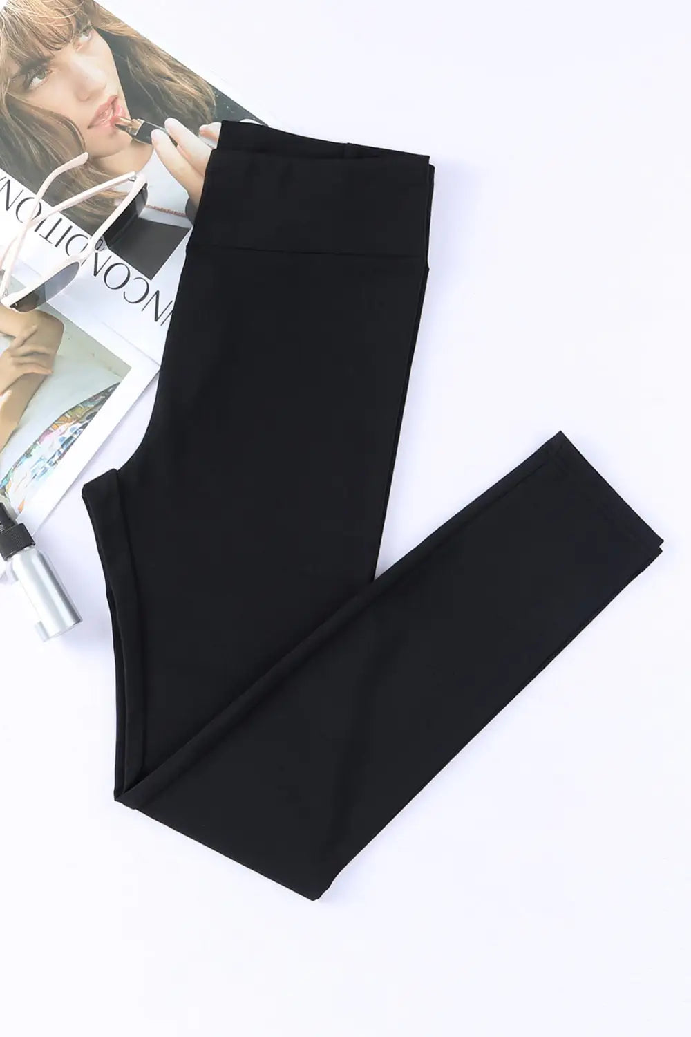 Black Criss Cross Tummy Control High Waist Leggings-11