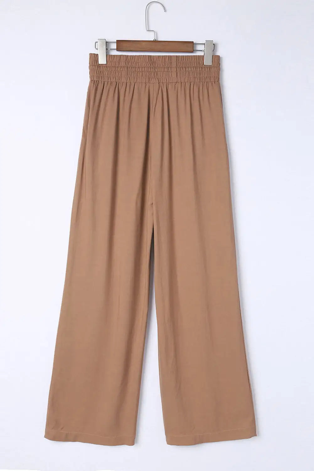 Black Drawstring Elastic Waist Casual Wide Leg Pants-23