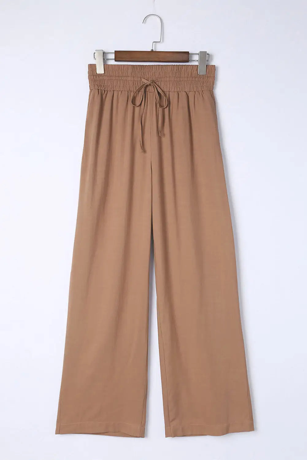 Black Drawstring Elastic Waist Casual Wide Leg Pants-22