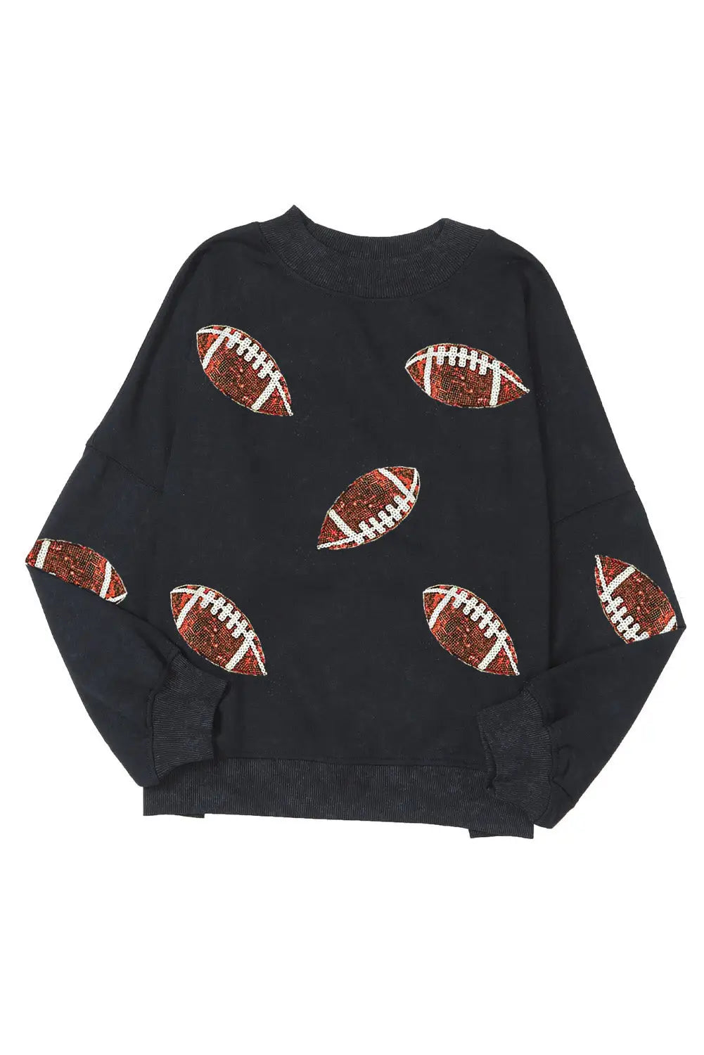 Black Sequined Jack O Lantern Corded Baggy Sweatshirt-19